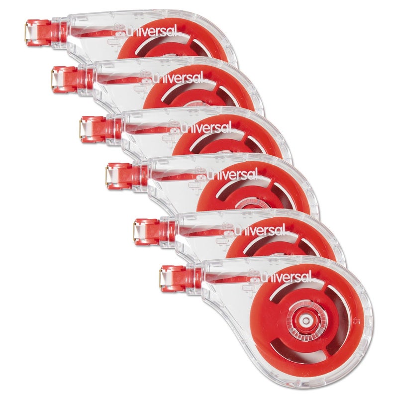 Universal Side-Application Correction Tape, Transparent Red Applicator, 0.2" x 393", 6/Pack - Image 4